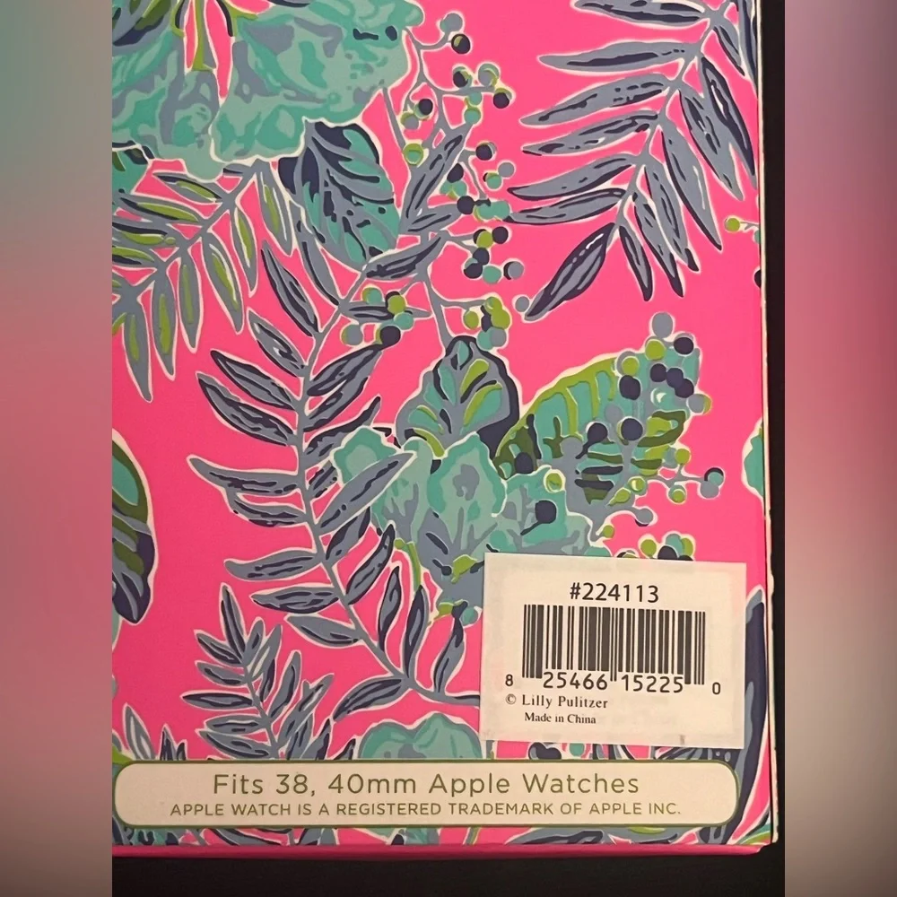 Lilly Pulitzer Leather Featured in Lil Earned Stripes print Apple Watch Band - Picture 5 of 5